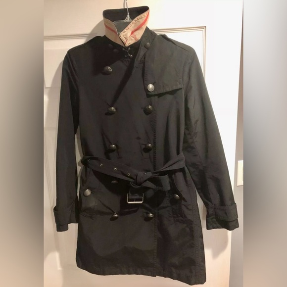 Burberry Brit Balmoral Black Double Breasted Wool Liner Belt Trench Coat Jacket! - Picture 2 of 12